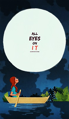 PSD 여자 호수 일러스트 프레임 틀 한명 사람 성인 야외 달 야간 알림 노 선박 여자만 여자한명만 성인여자만 성인만 국내일러스트 자연요소 1 수상교통 파일형식