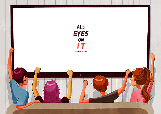 PSD 여자 남자 거실 일러스트 응원 프레임 실내 틀 사람 앉기 여러명 성인 소파 텔레비전 알림 시청 성인만 국내일러스트 시청하다 다수 의자 모션 내부 전자제품 관공서 파일형식