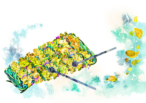 PSD 식물 꽃잎 꽃 악기 백그라운드 컨셉 음표 일러스트 사람없음 화려 신비 실로폰 활용 국내일러스트 기호 음악 타악기 파일형식