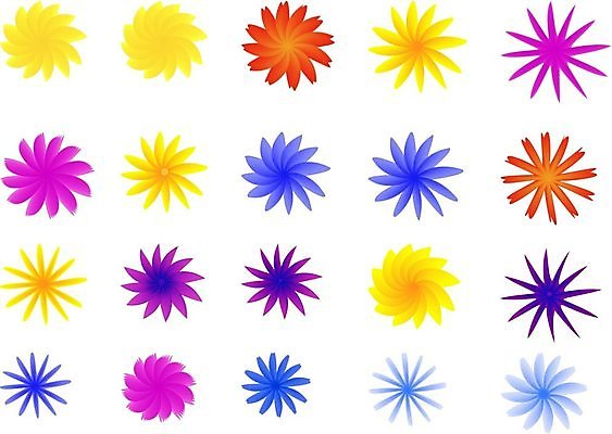 EPS 해외이미지 꽃 일러스트 빨간색 파란색 세트 노란색 제비꽃 심볼 사인 고립 해외202004 해외일러스트 식물 컬러 파일형식 벡터 이미지허브