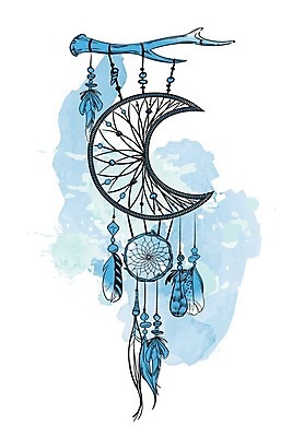 EPS 해외이미지 전통 일러스트 사람없음 장식 파란색 꿈 달 구슬 깃털 부적 드림캐쳐 해외202004 해외일러스트 자연요소 컬러 파일형식 벡터 이미지허브