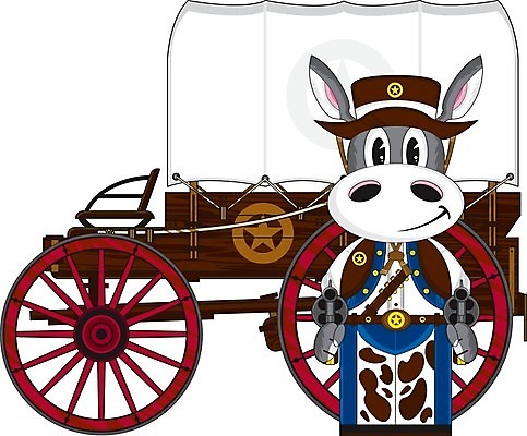 EPS 해외이미지 동물 일러스트 가축 카우보이 보안관 만화 카우보이모자 당나귀 서쪽 해외202004 해외일러스트 직업 모자_잡화 말 방향 파일형식 벡터 이미지허브