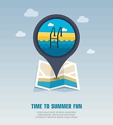 EPS 해외이미지 구름 여행 지도 일러스트 사다리 난간 수영장 사람없음 여름 여름휴가 바캉스 사인 위치 해외202004 해외일러스트 자연요소 계절 휴가 도구 파일형식 벡터 여름_계절 이미지허브