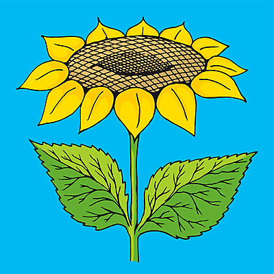 EPS 해외이미지 클립아트 꽃 잎 일러스트 해바라기 초록색 파란색 노란색 해외202004 해외일러스트 식물 컬러 파일형식 벡터 이미지허브