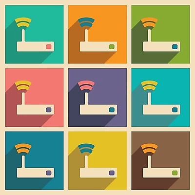 EPS 해외이미지 일러스트 사람없음 세트 컬러풀 와이파이 심플 공유기 사물인터넷 해외202004 해외일러스트 컬러 정보기술 무선인터넷 파일형식 벡터 이미지허브