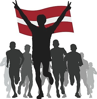 EPS 해외이미지 실루엣 스포츠 일러스트 건강 사람 깃발 라이벌 달리기선수 라트비아 승자 해외202004 해외일러스트 촬영기법 북유럽 육상선수 파일형식 벡터 이미지허브