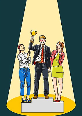 전신 PSD 여자 남자 일러스트 비즈니스 서기 사람 정장 성인 세명 비즈니스라이프 축하 우승 비즈니스맨 트로피 성인만 국내일러스트 라이프스타일 옷 컨셉 모션 최고 직장인 상_우승 파일형식