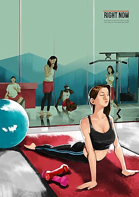 PSD 응시 여자 남자 스포츠 일러스트 요가 실내 사람 여러명 성인 일상 운동복 운동 아령 헬스장 매트 짐볼 목표 열정 성인만 국내일러스트 웰빙 시선 옷 감정 다수 컨셉 건강 내부 라이프 헬스 파일형식