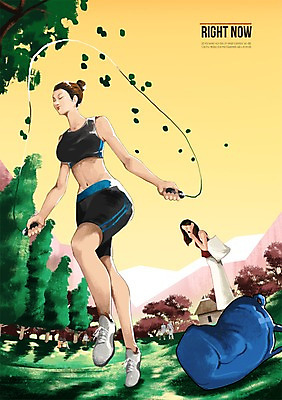 주간 PSD 응시 공원 여자 스포츠 가방 일러스트 사람 성인 야외 두명 일상 운동 목표 줄넘기 열정 여자만 성인여자만 성인만 국내일러스트 자연요소 시선 잡화 공공시설 감정 컨셉 건강 라이프 파일형식