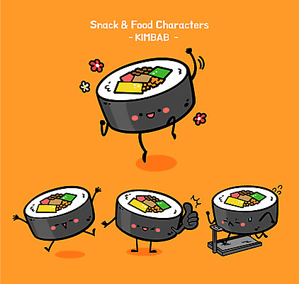 캐릭터 음식 일러스트 사람없음 운동 귀여움 엄지손가락 최고 분식 김밥 음식캐릭터 런닝머신 일러캐릭터 AI파일 컨셉 손가락 건강 운동기구 파일형식 벡터