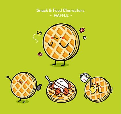 캐릭터 음식 빵 포크 일러스트 딸기 사람없음 귀여움 음식캐릭터 시럽 와플 디저트캐릭터 일러캐릭터 AI파일 식기 컨셉 과일 디저트 파일형식 벡터