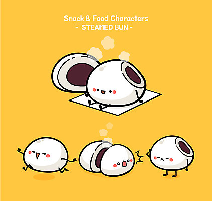 캐릭터 음식 빵 일러스트 사람없음 귀여움 뜨거움 음식캐릭터 호빵 일러캐릭터 AI파일 컨셉 파일형식 벡터