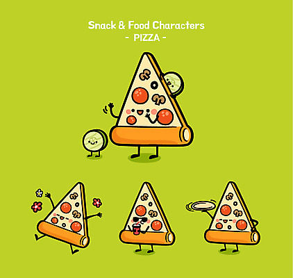캐릭터 음식 일러스트 피자 사람없음 귀여움 피클 음식캐릭터 콜라 도우 조각피자 일러캐릭터 AI파일 컨셉 패스트푸드 서양음식 탄산음료 절임 파일형식 벡터