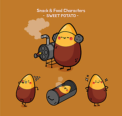 캐릭터 음식 일러스트 사람없음 귀여움 뜨거움 귀마개 겨울음식 고구마 겨울간식 음식캐릭터 군고구마 제철음식 디저트캐릭터 일러캐릭터 AI파일 잡화 컨셉 겨울 디저트 뿌리채소 구이 제철 파일형식 벡터