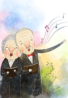 PSD 여자 교육 노년 남자 문화 안경 여유 음악 음표 일러스트 노래 사람 성인 두명 일상 생활 실버라이프 복지 악보 즐거움 성악 노인만 성인만 국내일러스트 라이프스타일 기호 잡화 감정 문화예술 라이프 사회이슈 파일형식