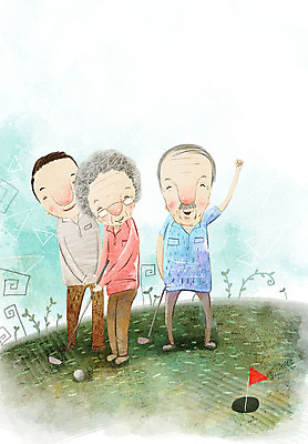 PSD 여자 교육 노년 남자 문화 여유 골프 일러스트 골프공 사람 성인 일상 생활 세명 실버라이프 골프채 깃발 복지 즐거움 노인만 성인만 국내일러스트 라이프스타일 감정 공 골프용품 라이프 구기 사회이슈 파일형식