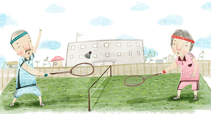 주간 PSD 구름 여자 교육 노년 남자 문화 여유 일러스트 건강 사람 성인 야외 두명 건물 일상 생활 실버라이프 운동 배드민턴라켓 셔틀콕 복지 즐거움 배드민턴 배드민턴장 노인만 성인만 국내일러스트 자연요소 라이프스타일 건축물 감정 스포츠용품 라이프 구기 라켓 사회이슈 파일형식