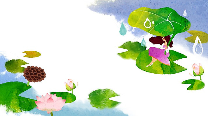 PSD 식물 여자 백그라운드 일러스트 상상 연꽃 한명 사람 성인 판타지 빗방울 순수 연잎 여자만 여자한명만 성인여자만 성인만 국내일러스트 1 꽃 컨셉 잎 비_날씨 파일형식