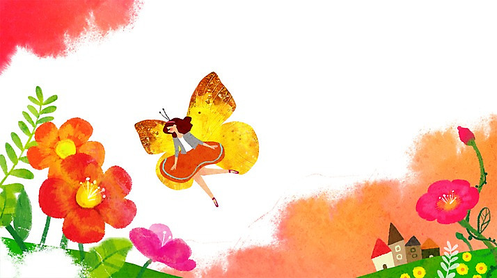 PSD 식물 여자 꽃 나비 곤충 백그라운드 일러스트 상상 주택 한명 사람 성인 판타지 순수 여자만 여자한명만 성인여자만 성인만 국내일러스트 동물 1 컨셉 건물 파일형식