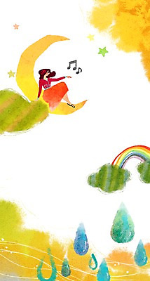 PSD 구름 여자 별 백그라운드 무지개 음표 일러스트 상상 한명 사람 성인 판타지 달 물방울 빗방울 순수 여자만 여자한명만 성인여자만 성인만 국내일러스트 자연요소 1 기호 음악 컨셉 비_날씨 파일형식