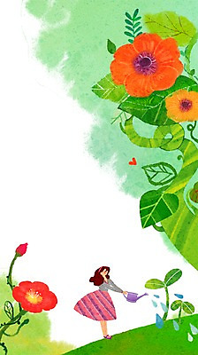 PSD 식물 여자 꽃 줄기 백그라운드 일러스트 상상 나뭇잎 한명 사람 성인 판타지 물뿌리개 덩굴 순수 물주기 여자만 여자한명만 성인여자만 성인만 국내일러스트 1 컨셉 잎 모션 파일형식