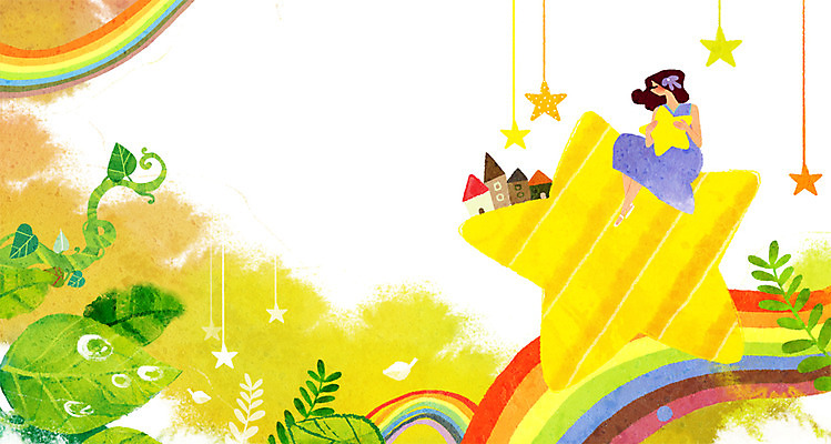 PSD 식물 여자 별 백그라운드 무지개 일러스트 상상 나뭇잎 한명 사람 성인 판타지 물방울 순수 여자만 여자한명만 성인여자만 성인만 국내일러스트 자연요소 1 컨셉 잎 파일형식