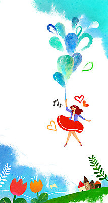 PSD 식물 여자 꽃 백그라운드 일러스트 상상 주택 한명 사람 성인 판타지 물방울 순수 풍선 여자만 여자한명만 성인여자만 성인만 국내일러스트 1 컨셉 건물 파일형식