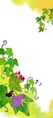 PSD 식물 여자 줄기 백그라운드 음표 일러스트 상상 주택 한명 사람 성인 판타지 눕기 덩굴 순수 아이비 여자만 여자한명만 성인여자만 성인만 국내일러스트 1 기호 음악 컨셉 모션 건물 파일형식