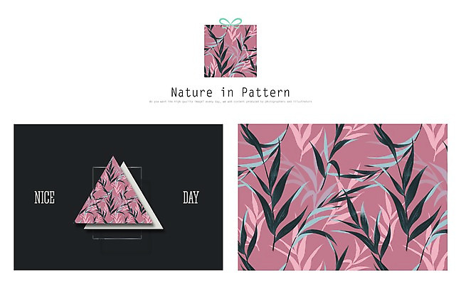 PSD 식물 디자인 ZIP 리본 백그라운드 패턴 일러스트 자연 나뭇잎 사람없음 선물상자 활용 목업 국내일러스트 컨셉 잎 무늬 선물 상자 생태계 파일형식