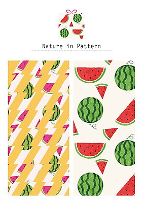 PSD 디자인 ZIP 리본 백그라운드 패턴 과일 일러스트 자연 수박 사람없음 선물상자 활용 목업 국내일러스트 컨셉 무늬 선물 상자 생태계 파일형식