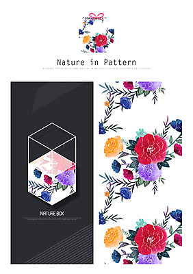 PSD 식물 디자인 꽃 ZIP 리본 백그라운드 패턴 일러스트 자연 나뭇잎 사람없음 선물상자 활용 목업 국내일러스트 컨셉 잎 무늬 선물 상자 생태계 파일형식