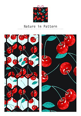 PSD 식물 디자인 ZIP 리본 백그라운드 패턴 과일 일러스트 자연 나뭇잎 사람없음 선물상자 체리 활용 목업 국내일러스트 컨셉 잎 무늬 선물 상자 생태계 파일형식