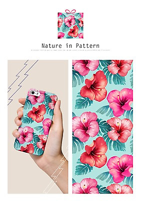 PSD 식물 손 디자인 꽃 ZIP 리본 백그라운드 패턴 일러스트 자연 나뭇잎 사람 신체부위 선물상자 스마트폰 상자 활용 히비스커스 목업 스마트폰케이스 국내일러스트 컨셉 잎 무늬 선물 핸드폰 스마트기기 생태계 파일형식