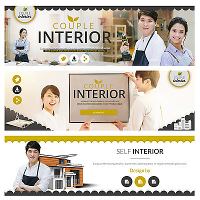 PSD 템플릿 배너 커플 여자 남자 웹템플릿 사람 동양인 여러명 성인 인테리어 앞치마 한국인 붓 DIY 웹배너 성인만 이미지템플릿 디자인 다수 관계 인종 취미 파일형식