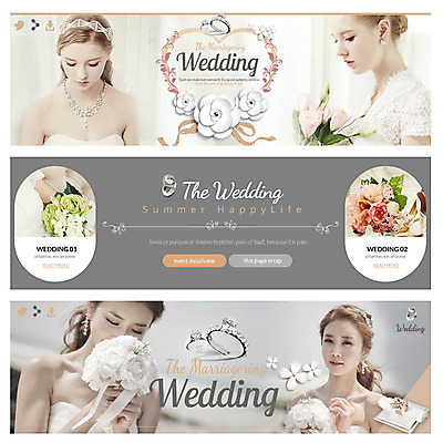 PSD 서양인 외국인 템플릿 배너 드레스 여자 꽃다발 웹템플릿 결혼 사람 동양인 여러명 성인 장식 한국인 반지 티아라 웹배너 여자만 성인여자만 성인만 이미지템플릿 옷 꽃 다수 장신구 왕관 인종 이벤트 파일형식