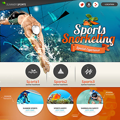 PSD 서양인 외국인 템플릿 남자 웹템플릿 레저 이벤트페이지 어류 사람 이벤트 성인 두명 웹 스노클링 물안경 오리발 스쿠버다이빙 남자만 성인남자만 성인만 이미지템플릿 인터넷 인종 수중동물 수상스포츠 페이지 수영용품 파일형식