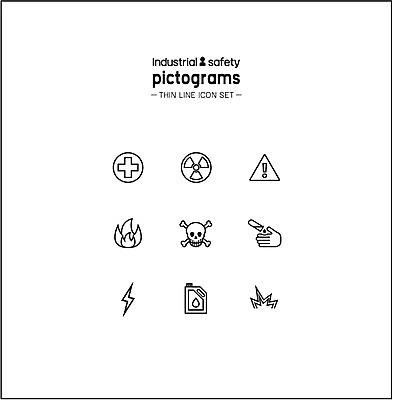 아이콘 표시 불 해골 사람모양 안전 사람없음 세트 픽토그램 독약 위험 번개 산업안전 기름통 방사능 2D아이콘 AI파일 자연요소 모양 산업 컨셉 날씨 뼈 통 파일형식 벡터