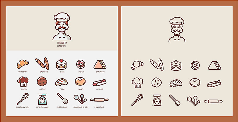아이콘 남자 얼굴 음식 빵 재료 사람모양 피자 샌드위치 저울 요리 사람 성인 신체부위 세트 픽토그램 쿠키 케이크 빵집 도넛 거품기 머핀 밀대 핫도그 제빵사 남자만 성인남자만 성인만 2D아이콘 AI파일 모양 직업 주방용품 디저트 패스트푸드 서양음식 상점 파일형식 벡터