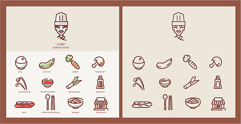 아이콘 얼굴 한식 음식 채소 재료 젓가락 호박 밥 사람모양 육류 요리 사람 성인 신체부위 세트 픽토그램 숟가락 요리사 버섯 당근 고추장 비빔밥 콩나물 파 성인만 2D아이콘 AI파일 모양 직업 식재료 뿌리채소 수저 양념 나물 파일형식 벡터