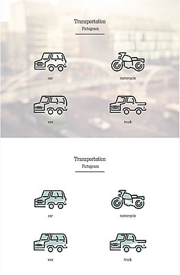 아이콘 육상교통 교통 사람없음 세트 픽토그램 트럭 오토바이 밴 2D아이콘 AI파일 교통수단 자동차 바이크 파일형식 벡터