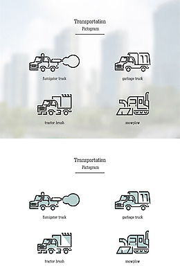 아이콘 육상교통 교통 자동차 사람없음 세트 픽토그램 중장비 불도저 쓰레기차 2D아이콘 AI파일 교통수단 산업장비 파일형식 벡터