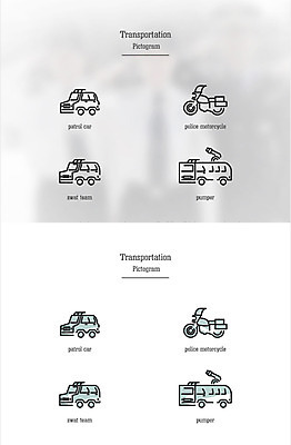 아이콘 육상교통 교통수단 교통 사람없음 세트 픽토그램 오토바이 소방차 경찰차 2D아이콘 AI파일 자동차 바이크 파일형식 벡터