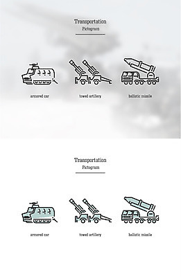 아이콘 교통 군대 사람없음 세트 픽토그램 미사일 전쟁 장갑차 박격포 2D아이콘 AI파일 전투차량 파일형식 벡터