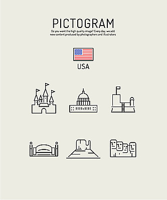 아이콘 건축물 사람없음 관광지 세트 픽토그램 미국 놀이공원 랜드마크 큰바위얼굴 2D아이콘 AI파일 건축 여행 북아메리카 테마파크 바위_돌 파일형식 벡터