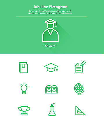 아이콘 직업 학생 종이 학사모 전구 사람모양 사람없음 책 세트 픽토그램 펜 지구본 트로피 비커 삼각자 2D아이콘 AI파일 모양 모자_잡화 졸업 자 실험기구 필기구 상_우승 파일형식 벡터