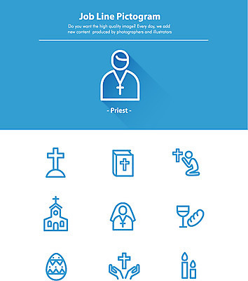 아이콘 직업 빵 십자가 와인잔 초 부활절 사람모양 사람없음 세트 픽토그램 교회 와인 계란 성경 기도 성직자 수녀 신부님 2D아이콘 AI파일 모양 기념일 종교 음식 술잔 종교용품 종교건축 주류 건물 알 천주교 파일형식 벡터