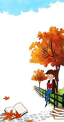 PSD 나무 식물 계절 여자 백그라운드 단풍 일러스트 한명 사람 소녀 성인 책 울타리 독서 가을 여자만 여자한명만 성인여자만 성인만 가을배경 국내일러스트 1 어린이 잎 담장 파일형식 가을_계절