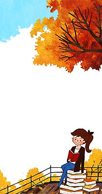 PSD 나무 식물 계절 여자 백그라운드 일러스트 한명 사람 소녀 성인 책 독서 쌓기 발코니 가을 여자만 여자한명만 성인여자만 성인만 가을배경 국내일러스트 1 어린이 모션 파일형식 가을_계절