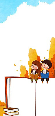 PSD 나무 식물 계절 여자 남자 어린이 백그라운드 일러스트 사람 두명 책 독서 가을 어린이만 가을배경 국내일러스트 파일형식 가을_계절