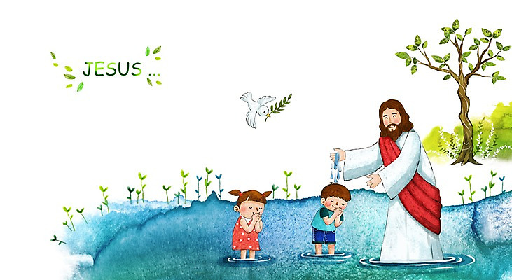 PSD 나무 식물 여자 남자 기독교 종교 어린이 캘리배경 일러스트 조류 수채화 사람 성인 세명 물 믿음 희망 예수 세례 국내일러스트 자연요소 동물 감정 백그라운드 신_종교 파일형식